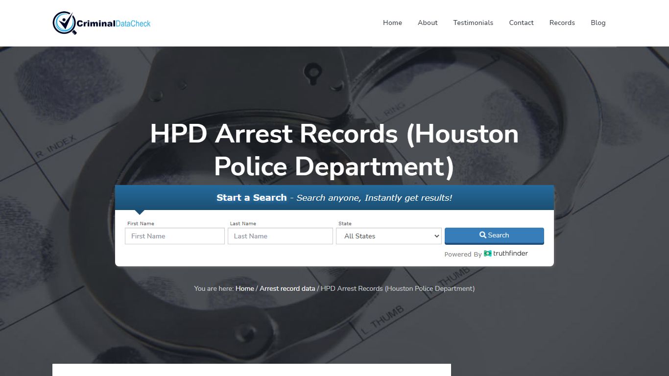 HPD Arrest Records (Houston Police Department) - Criminal Data Check